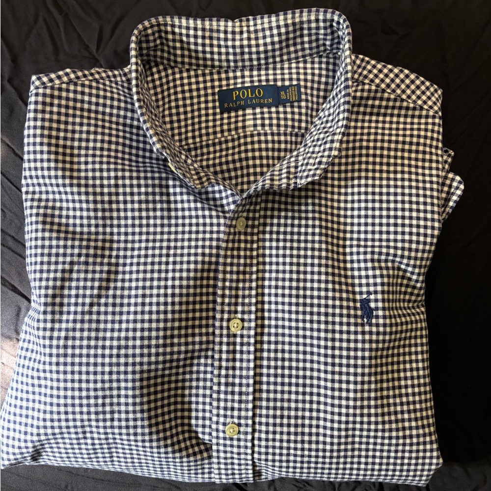 Polo by Ralph Lauren Men's Navy and White Gingham Shirt